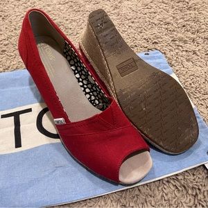Toms red wedges size 9.5